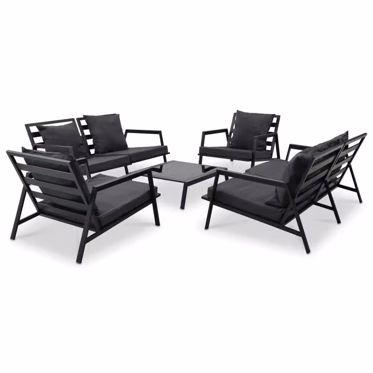 set da giardino 5 pezzi con cuscini Alluminio grigio scuro