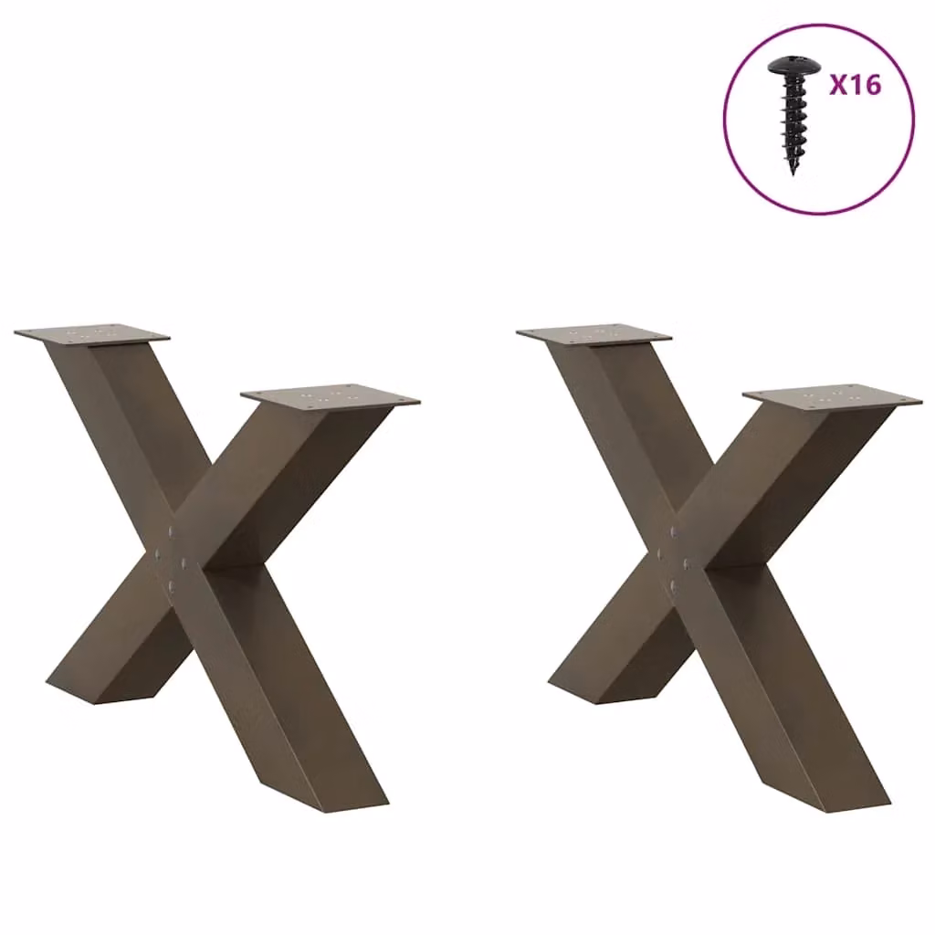 Set di 2 gambe a forma di X per tavolino da caffè in acciaio inossidabile argento, regolabili, L/P: 70 x 42 cm – 2