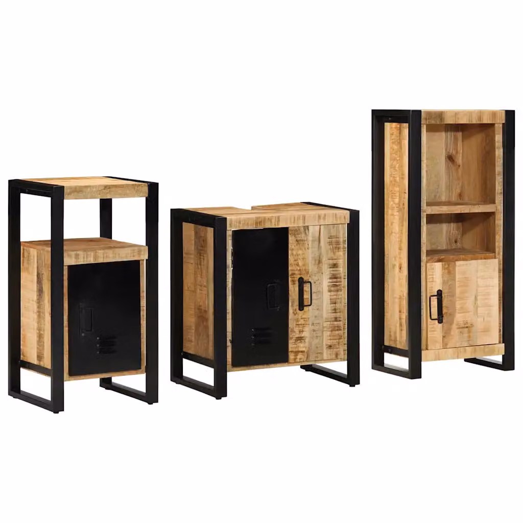 vidaXL Set di mobili per il bagno 3 pz Marrone e Nero