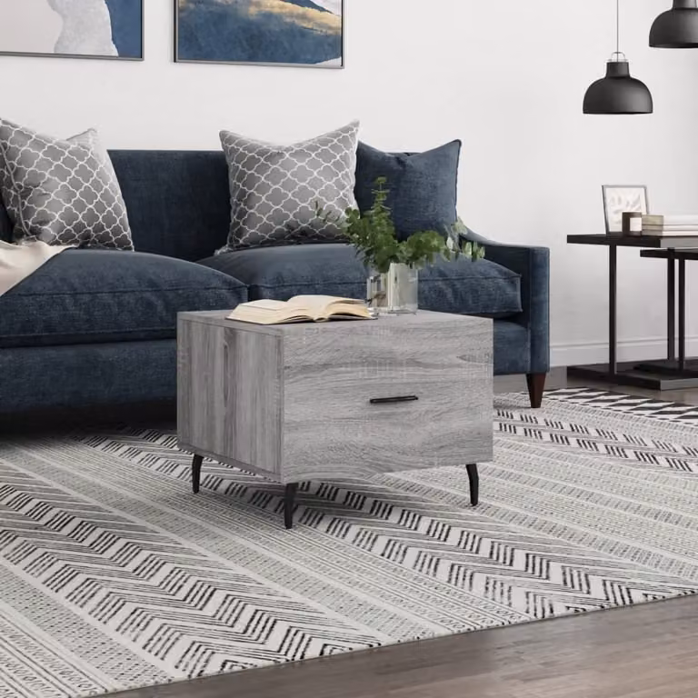 The Living Store Tavolino Grigio Sonoma 50x50x40 cm Materiale a base di legno