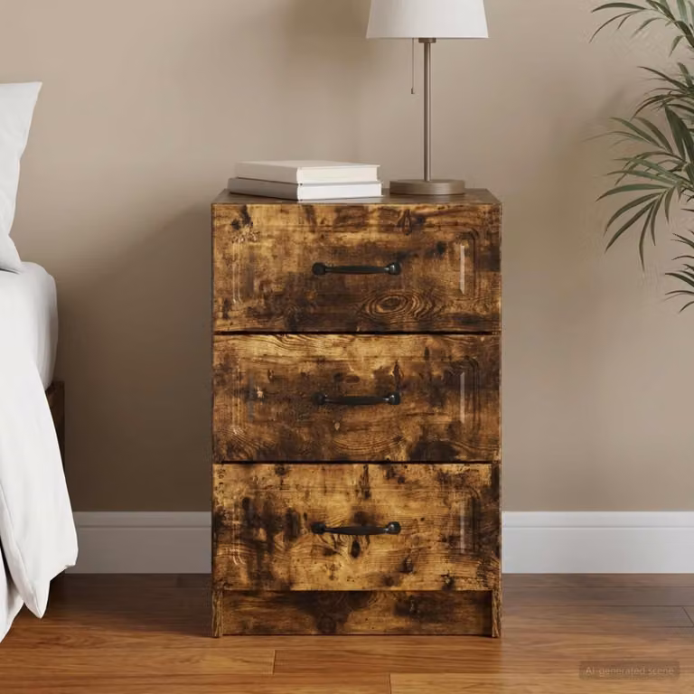 Armadio da notte vidaXL in legno MDF color rovere fumo, L 43 cm x P 41 cm x H 63,5 cm