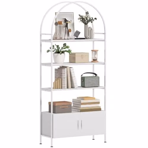 HOMCOM Scaffale Ad Arco 80x30x187 cm Bianco