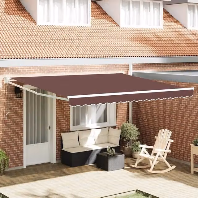Tenda da Sole Retrattile Automatica VIDAXL con Motore, Marrone e Bianco, L 400 cm x P 300 cm