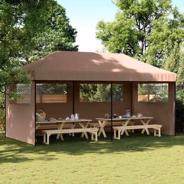 Tenda Party-Tenda da festa Marrone 292 x 580 x 315 cm Tessuto Oxford 308869