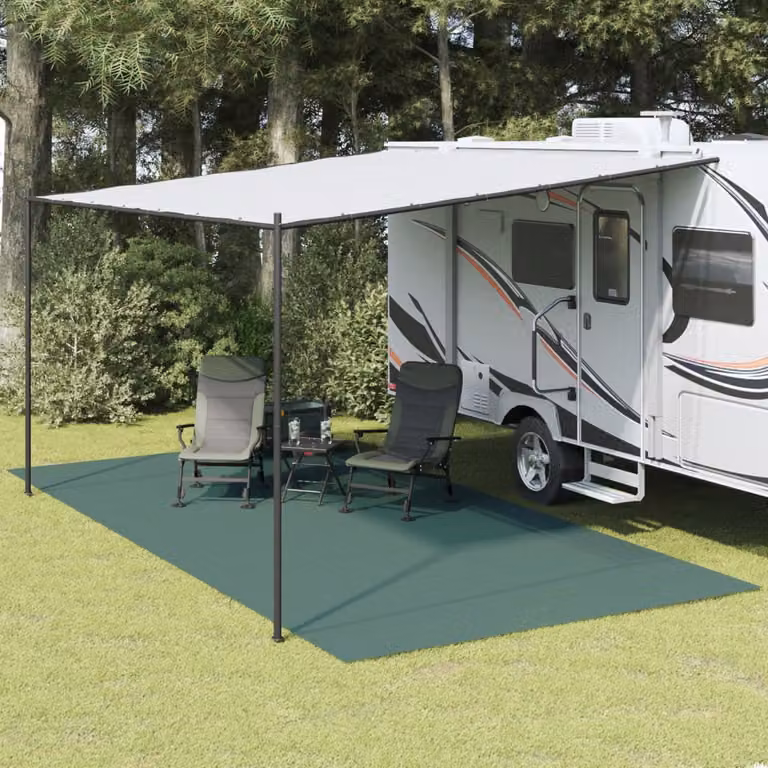 vidaXL Tappeto da tenda verde in poliestere e PVC, L: 6 m, P: 3 m