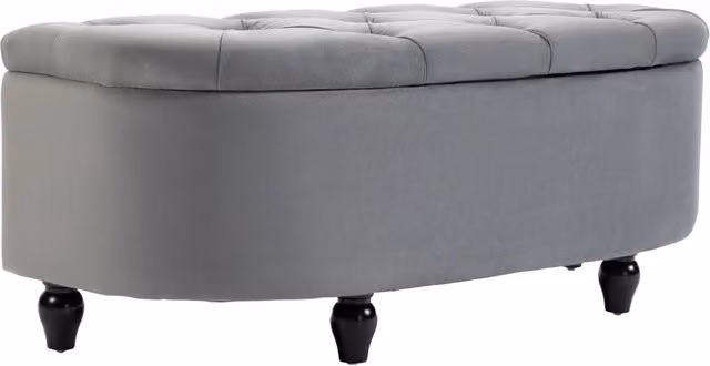 Panca contenitore imbottita con coperchio soft-close ¨C Xylo ¨C velluto grigio scuro 120x46x42cm