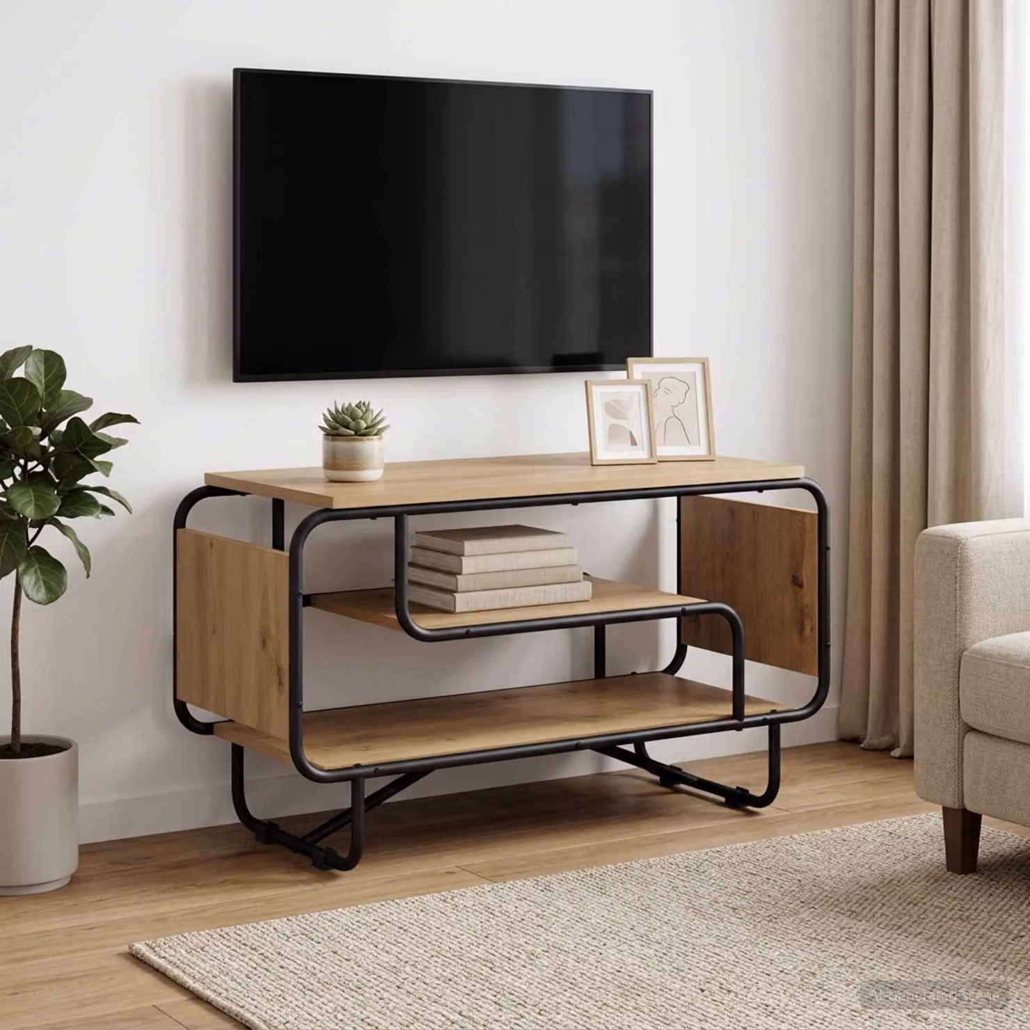 vidaXL Supporto TV in stile industriale in legno e metallo, colore marrone, L 80 x P 36 x H 45 cm