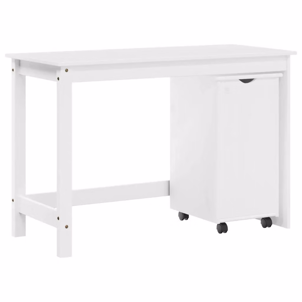Set moderno di scrivania e armadietto con cassetti vidaXL in legno di pino bianco per home office – 2