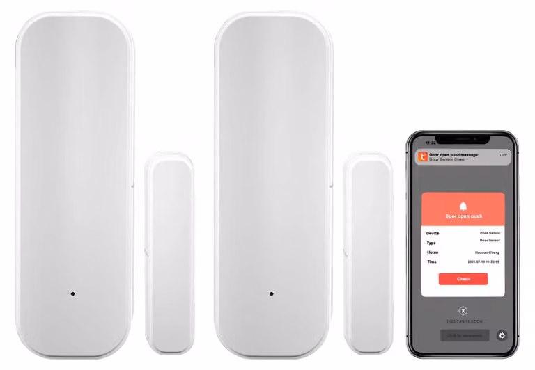 Sensore per finestre WiFi, allarme wireless per finestre in tempo reale, compatibile con Alexa e Google, sensore di contatto per porte e finestre per la sicurezza domestica (2 pezzi)