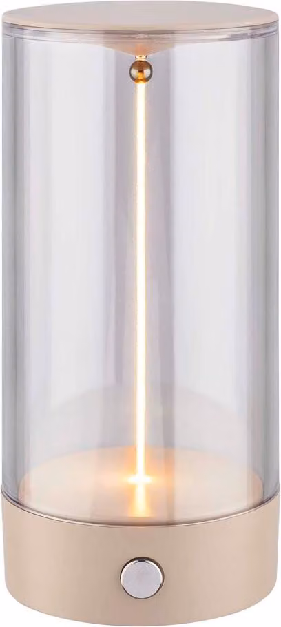Briloner Wiggle Lampada da tavolo LED senza fili, interruttore a 4 posizioni, batteria, luce bianca calda, filamento, beige, Ø7 x 14,5 cm