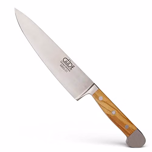 Güde Solingen - Coltello da cuoco forgiato, 21 cm, legno d'ulivo, ALPHA-OLIVE - Coltelli da Chef, doppio collarino, fatto a mano in Germania