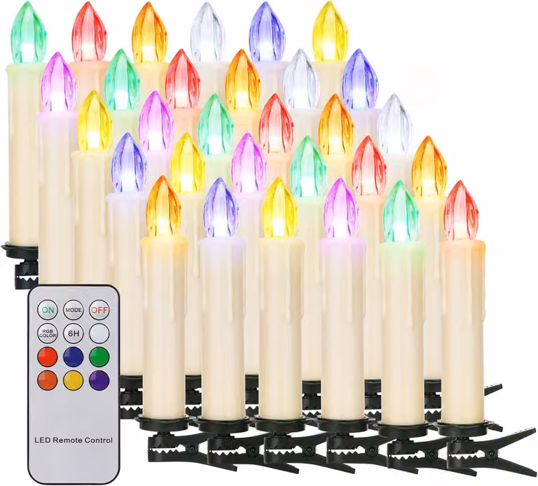 Candele a LED per albero di Natale, senza fili, impermeabili, confezione da 30 pezzi, colore bianco