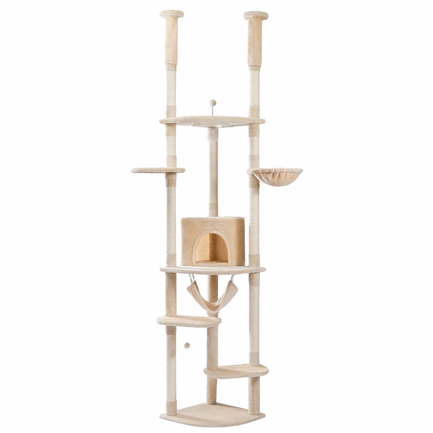 Albero per gatti da pavimento a soffitto, 5 livelli, struttura robusta , AMT0119BG-HW