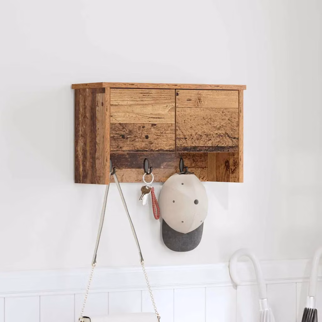 Appendiabiti a muro vidaXL in legno vecchio marrone L 50 cm x P 20 cm x H 30 cm