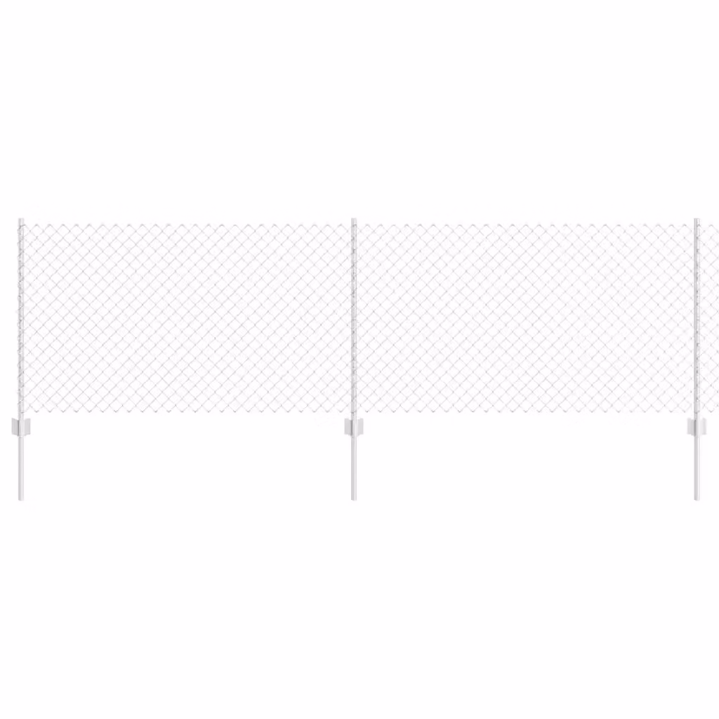 Recinzione a maglie con palo vidaXL in acciaio zincato argento, L: 25 m, H: 0,8 m – 2