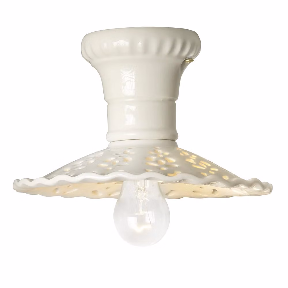 MERLETTO Plafoniera in Ceramica Bianca con Paralume Traforato di Ceramiche Borso, Diametro: 21 cm – 2