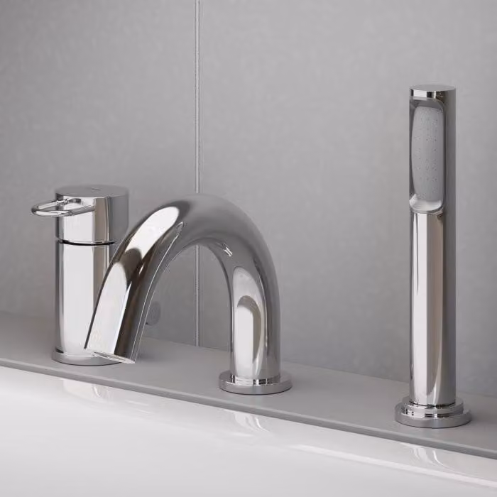 Miscelatore monocomando per lavello a tre fori, modello Stella, con portata d'acqua aumentata