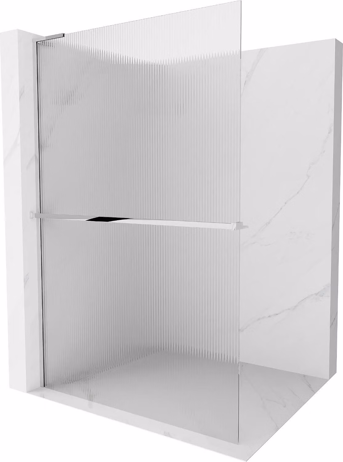 Mexen Kioto+ L parete doccia con mensola Walk-in 70 x 200 cm, righe, cromato - 800-070-123-01-09