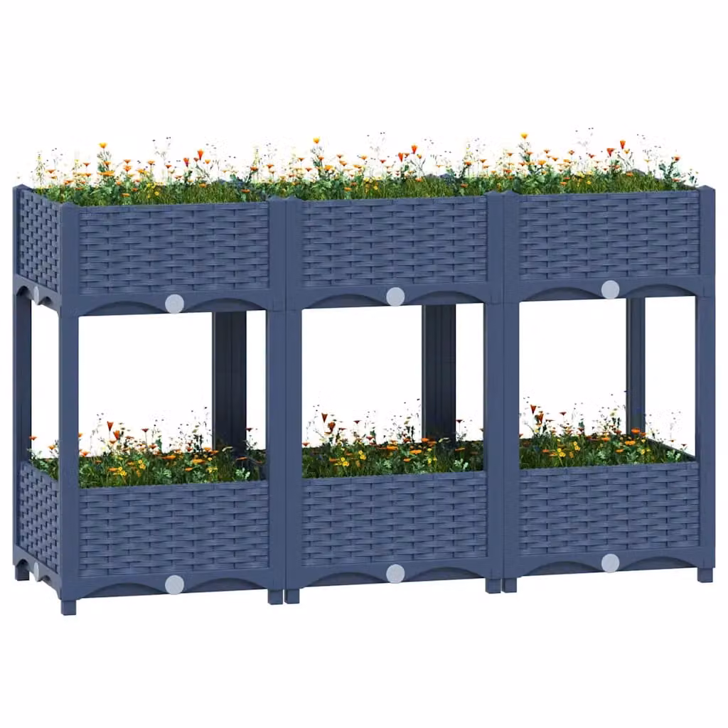 Fioriera Rialzata vidaXL in Plastica per Orto e Giardino, L/P/H: 120 x 40 x 71 cm