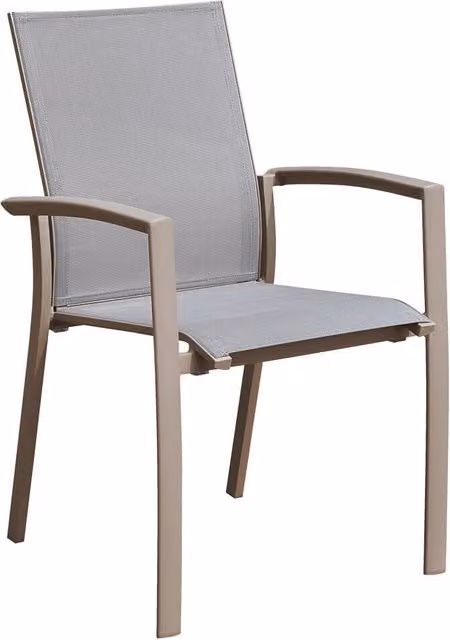 Sedia da giardino con braccioli GIORDANOSHOP in alluminio laccato e textilene grigio
