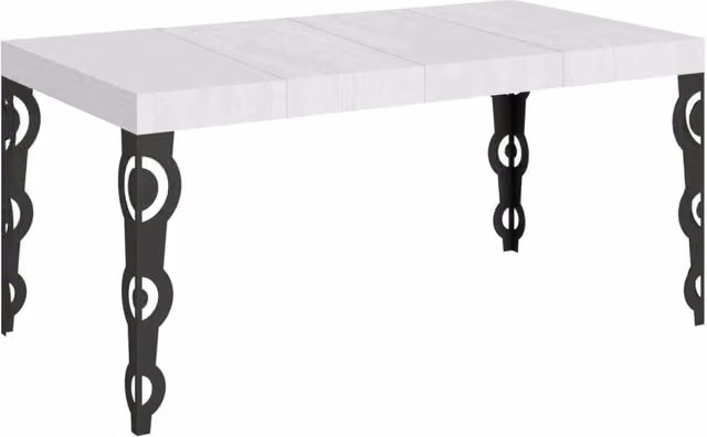 Tavolo allungabile Itamoby Karamay moderno in legno di frassino bianco con gambe antracite L: 120-380 cm, P: 90 cm