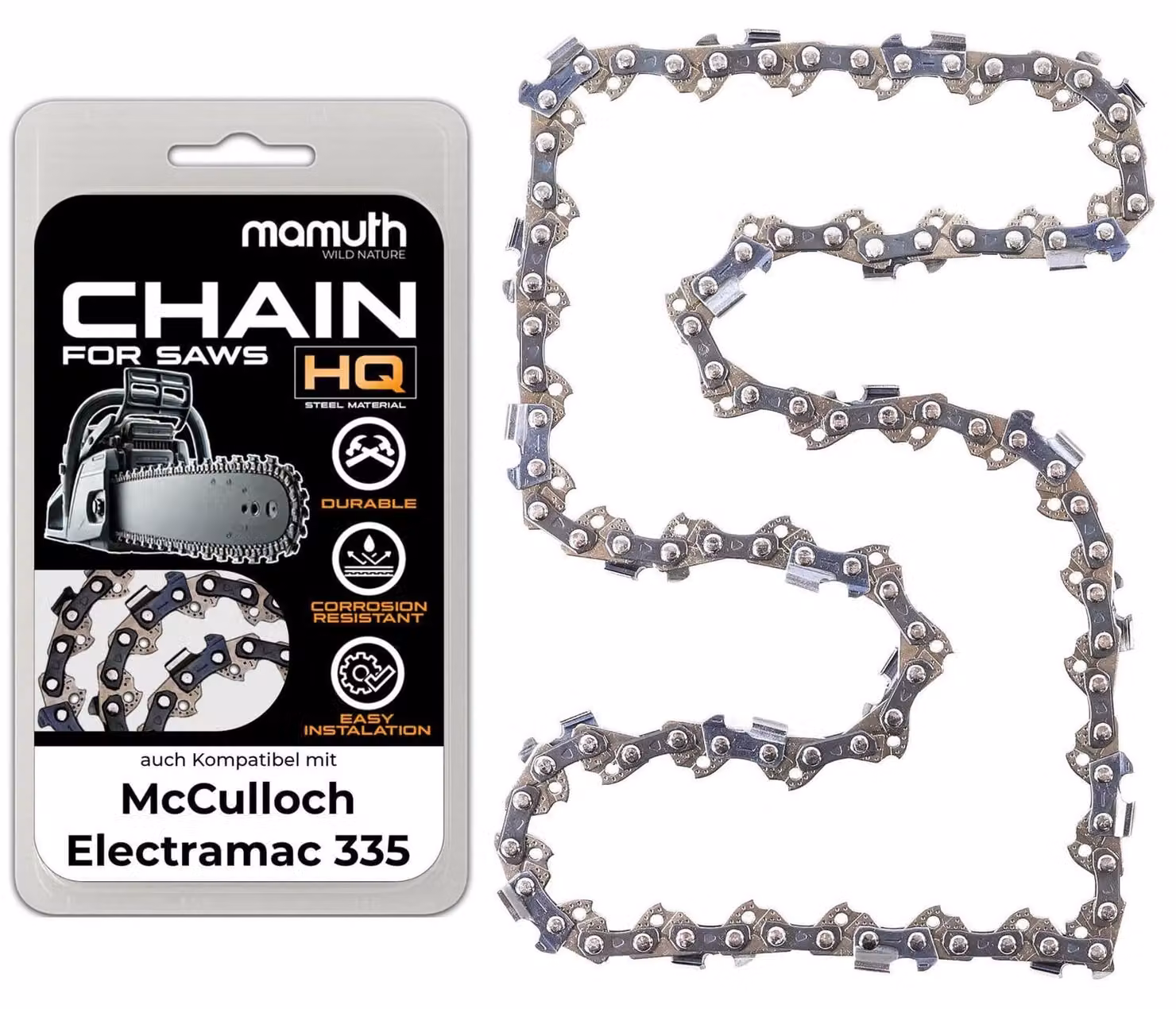 Catena per motosega, lunghezza 30 cm, spessore 1,3 mm, passo 3/8", modello 45 TG, compatibile con McCulloch Electramac 335