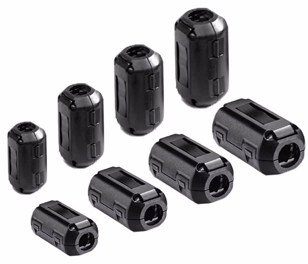 Set di anelli ferromagnetici, 8 pezzi, da fissare, filtro EMI/RFI, 5–13 mm