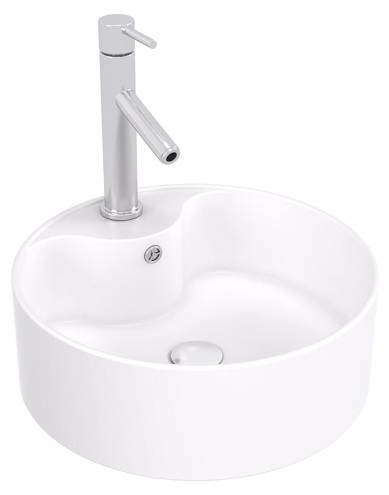 Lavabo rotondo in Vetroceramica, diametro 41 cm