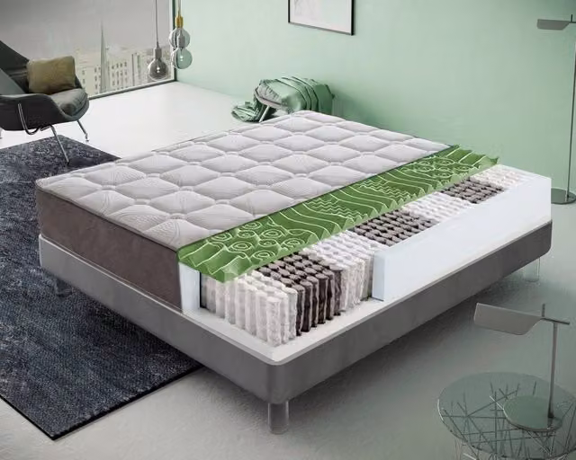 Materasso Singolo Ibrido KingDream Bianco con Regolazione della Temperatura e Proprietà Antibatteriche L/P/H: 190 x 90 x 25 cm