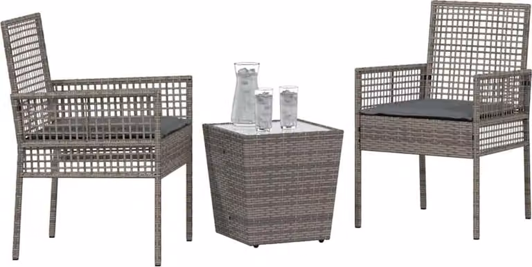 Set Bistro da Giardino 3 pcs Grigio polyrattan