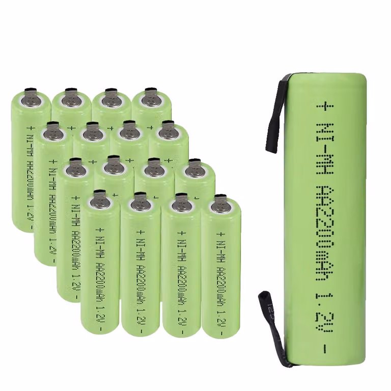 Batteria ricaricabile, capacità 2200 mAh, linguette di saldatura, 16 pezzi, 1,2 V
