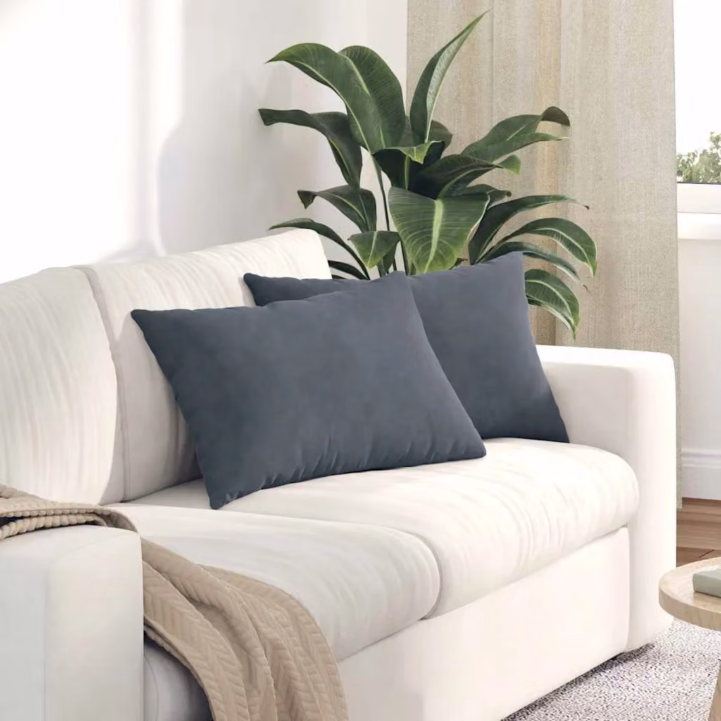 Set di 2 cuscini da divano vidaXL in velluto a coste grigio, L 60 cm x P 40 cm