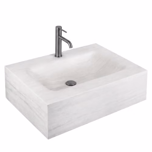 Rea - Lavabo da parete Apollo Muralto, Roma 70, effetto pietra, grigio, motivo - 70 x 50 x 20 cm