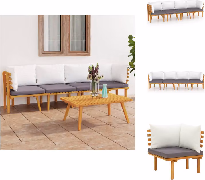 vidaXL Set da salotto da giardino 4 pezzi con cuscini in legno massiccio di acacia - Set di mobili da giardino