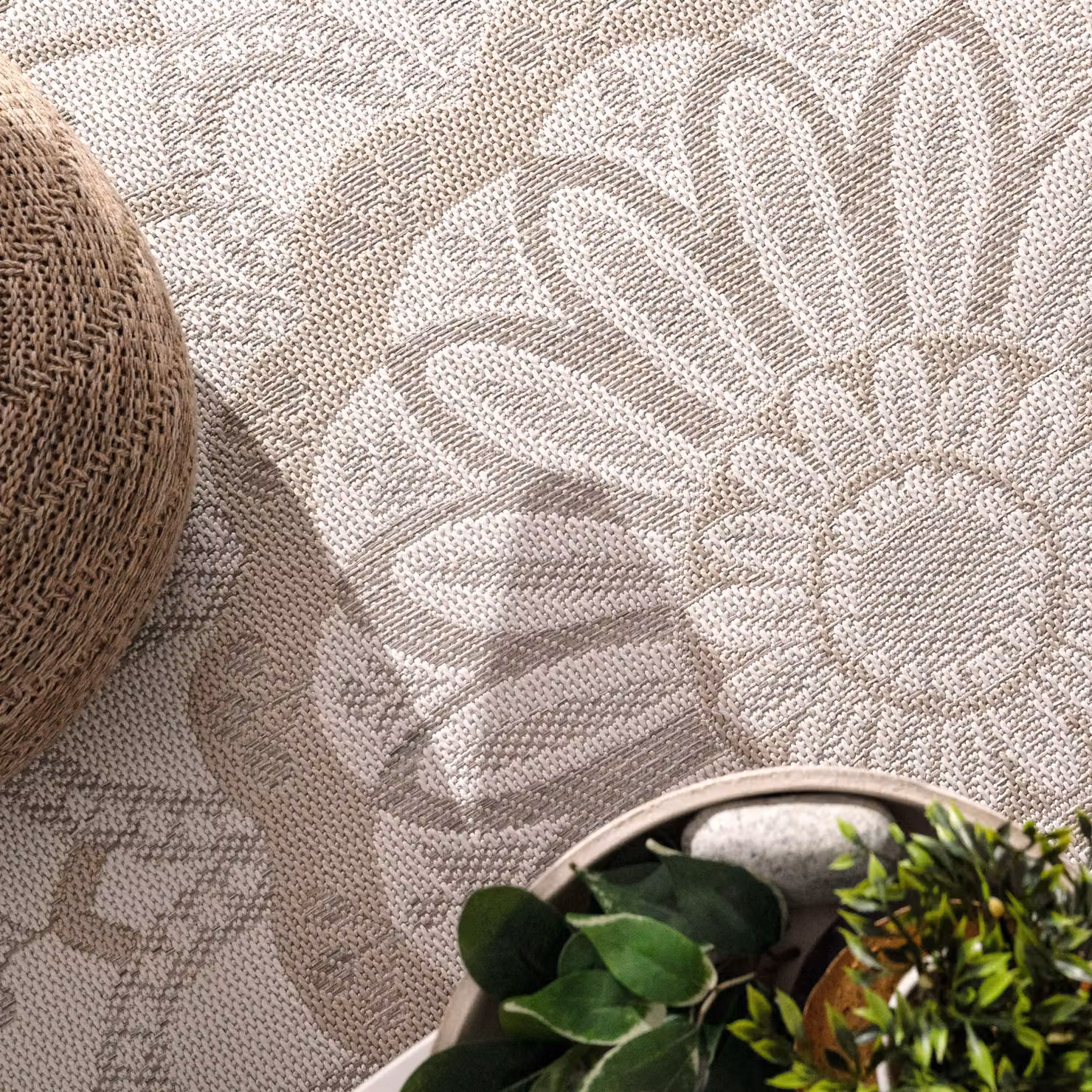 Tappeto rotondo Breezy beige per interni ed esterni, resistente alle macchie e facile da pulire, Diametro: 120 cm – 2