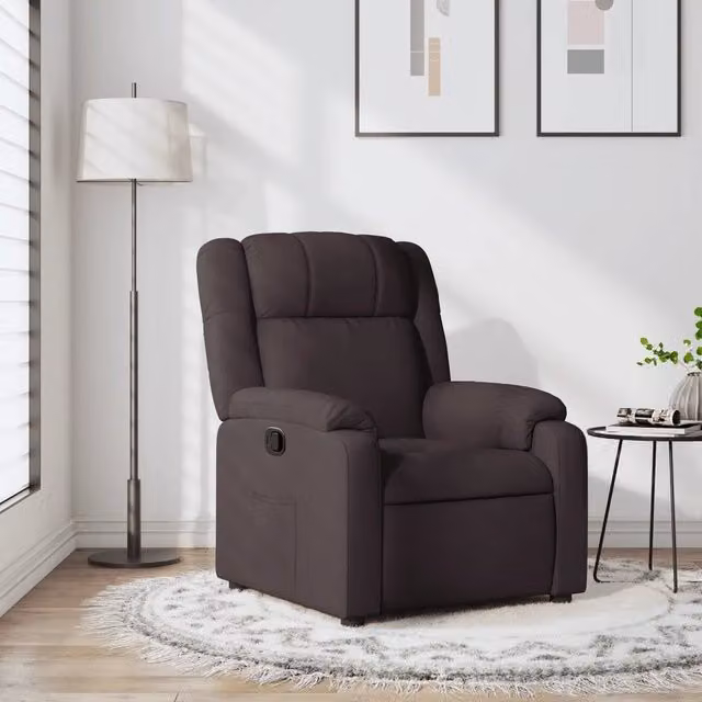 Poltrona Reclinabile Relax vidaXL in Tessuto Marrone con Braccioli e Regolazione Manuale