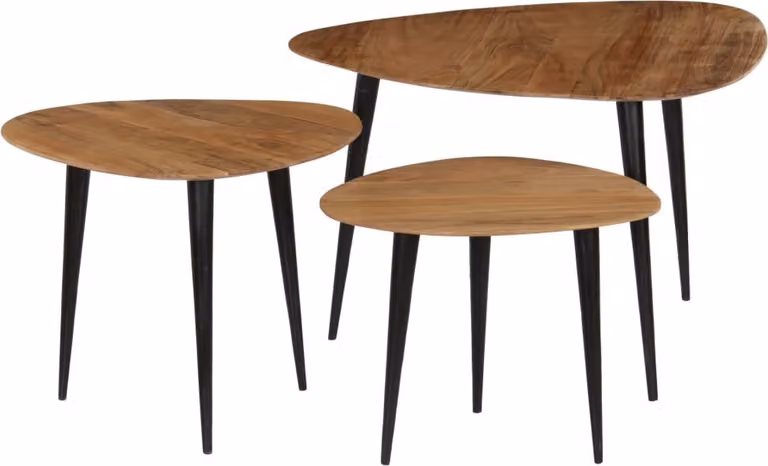 Maison Exclusive - Set di 3 tavolini da salotto in legno massello di acacia