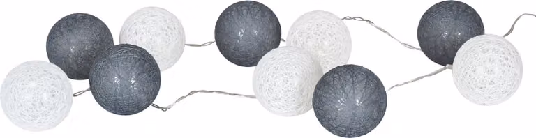 10 luci fiabesche LED Ø6cm ghirlanda lanterne cotone bianco grigio decorazione