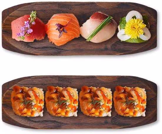 Piatto in legno per sushi - Piatto di servizio giapponese per sushi - Ecologico - Legno