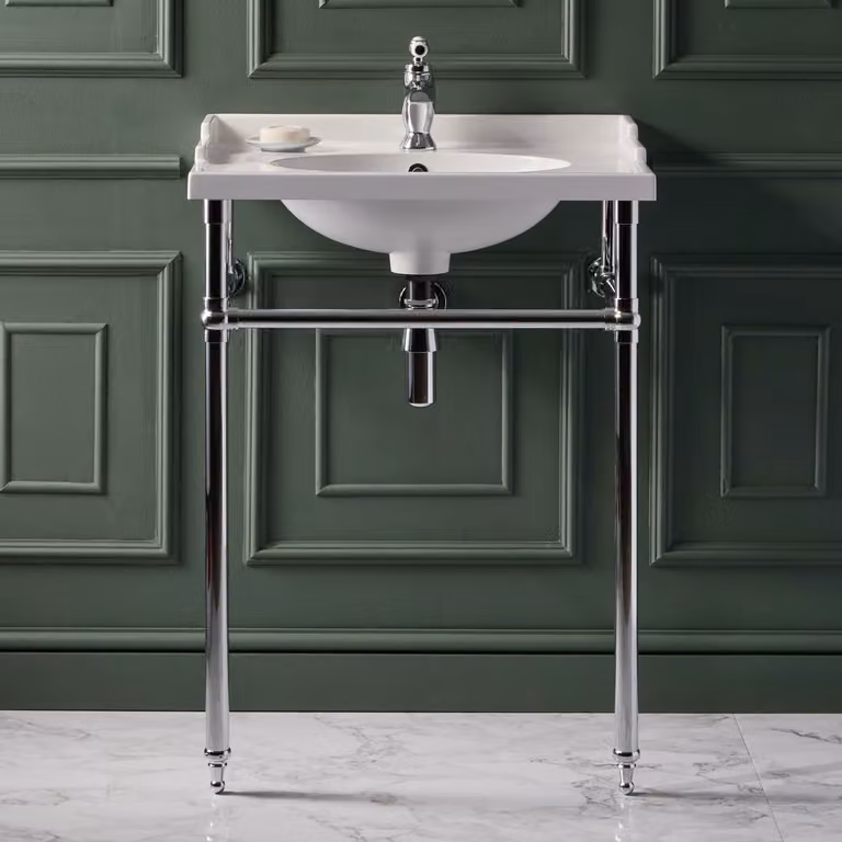 Consolle Cromata con Lavabo Tradizionale 630mm - Design Classico - Finitura premium - Elizabeth