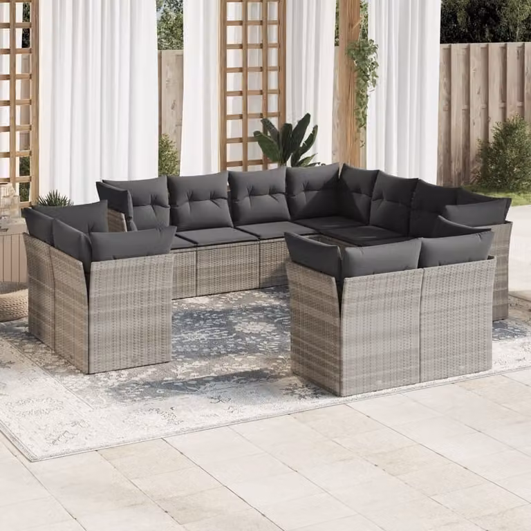 Maison Exclusive - Set Divani da Giardino 11 pz con Cuscini in Polyrattan Grigio