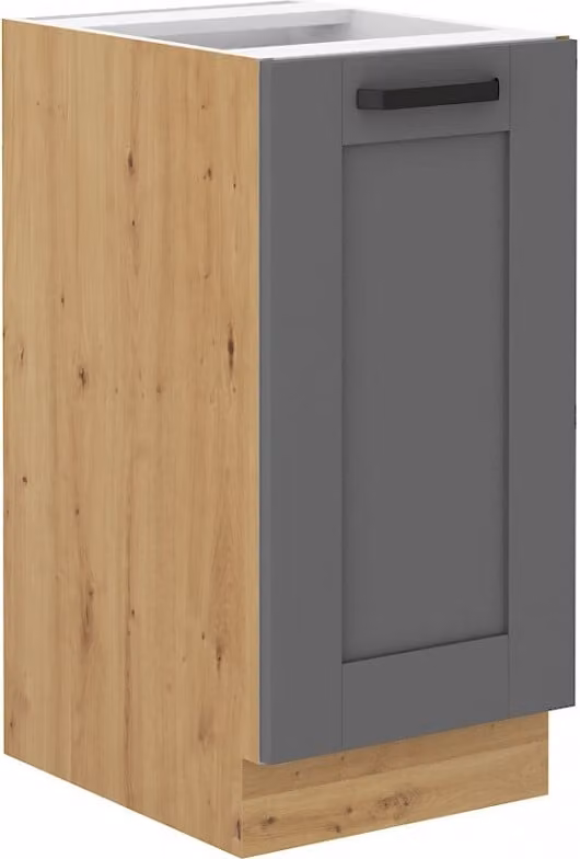 Armadietto inferiore ad anta singola LAILI - larghezza 40 cm, grigio / rovere artisan