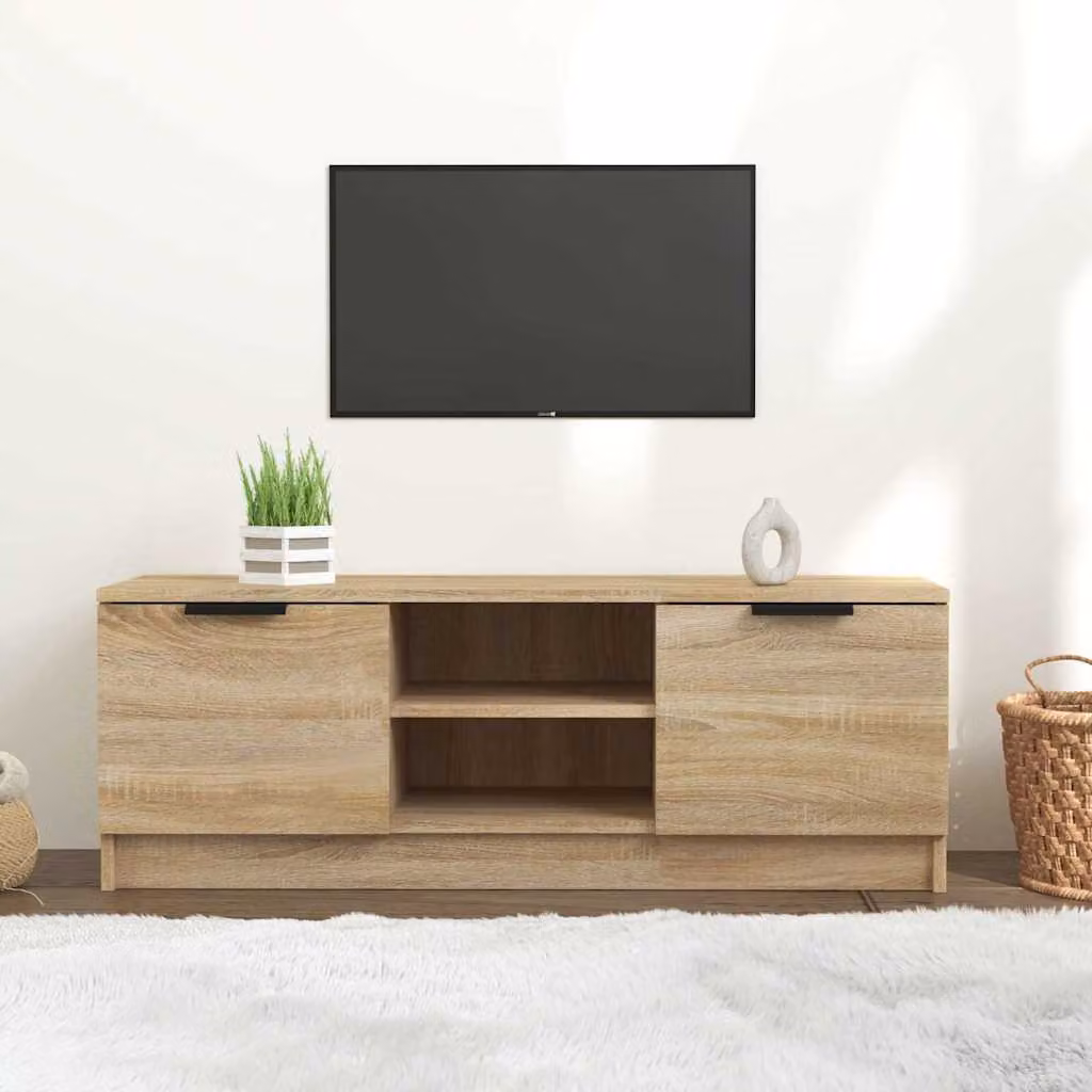 Mobile Porta TV vidaXL Rovere Sonoma in Legno Multistrato e MDF, Marrone, L 102 cm x P 35 cm x H 36,5 cm