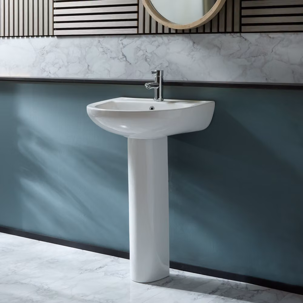 Lavabo Moderno su Colonna da 540mm - (1 foro per la Rubinetteria)