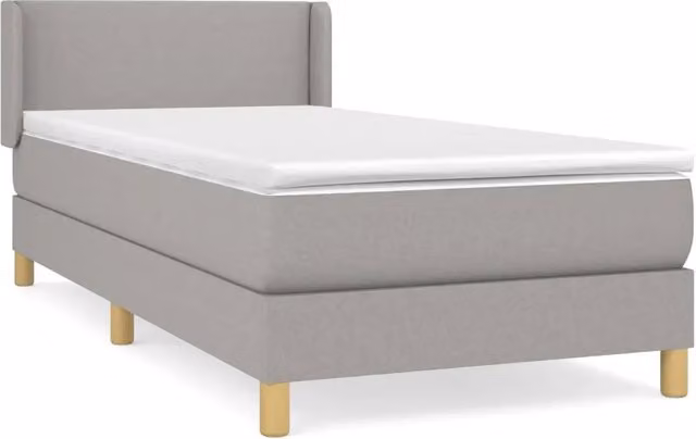 Letto singolo moderno DESIGN IN con materasso ibrido in tessuto grigio e bianco L/P/H: 90 x 200 x 40 cm – 1