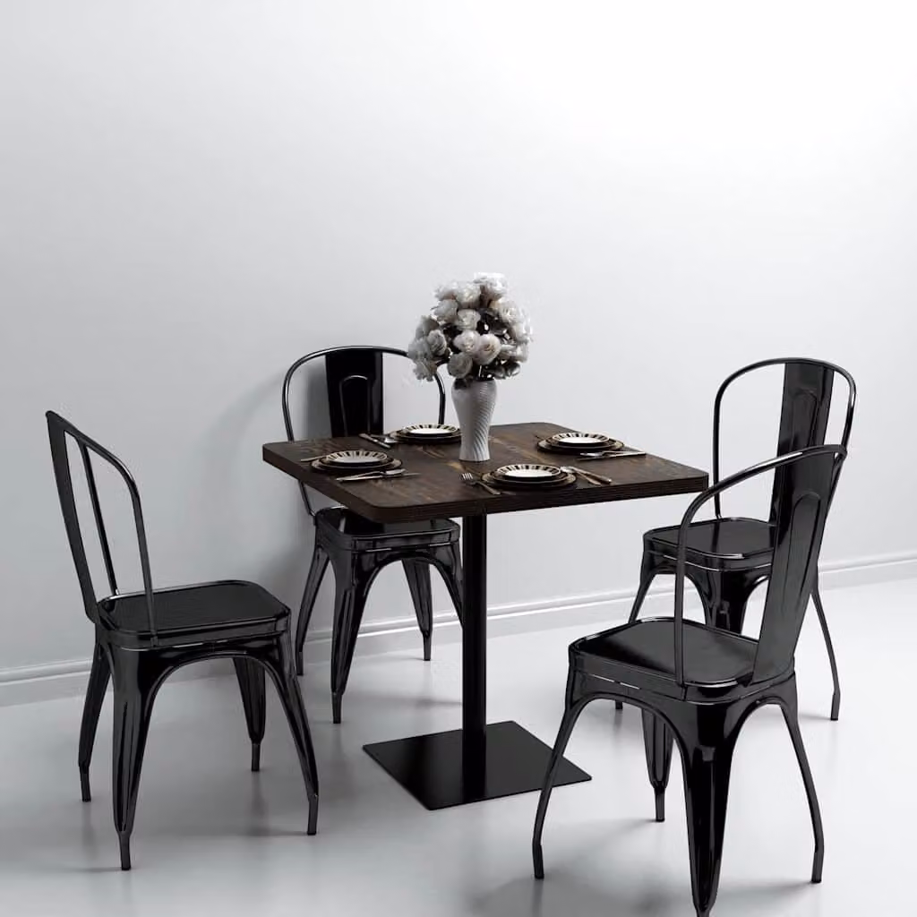 vidaXL Tavolo Bistrot Quadrato in MDF e Acciaio, Colore Grigio e Marrone, L 80 x P 80 x H 75 cm