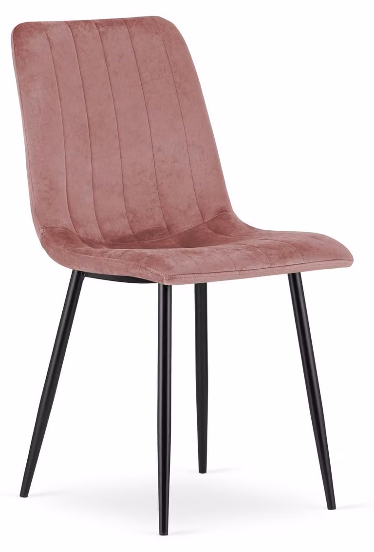 Sedia Lava in velluto rosa con gambe in metallo nero