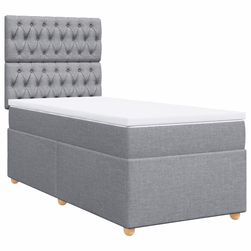 Giroletto a Molle con Materasso Grigio Chiaro 90x190 cm Tessuto