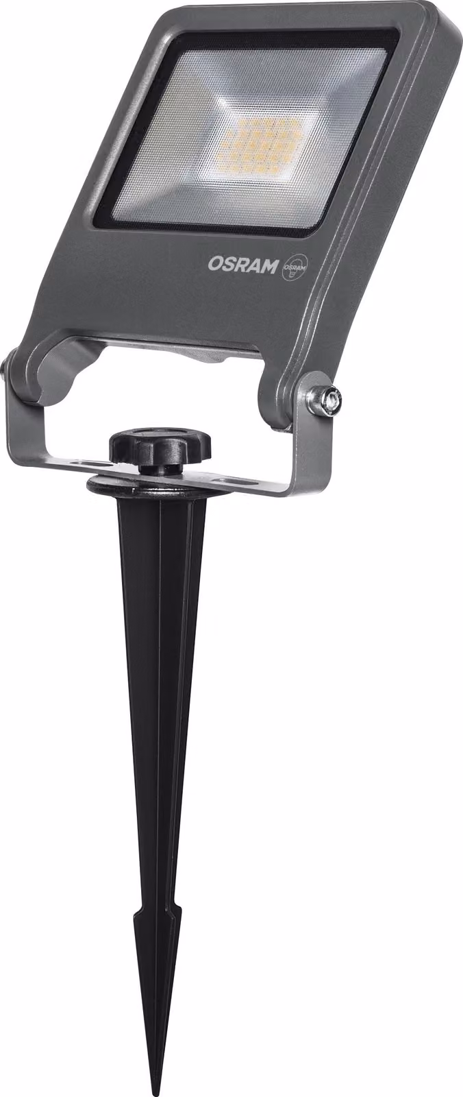OSRAM ENDURA Garden Flood, faretto da esterno da interrare, 20W, 1700 lumen, 3000K (bianco caldo), grado di protezione IP65, cavo di 2 metri con spina, alluminio grigio scuro