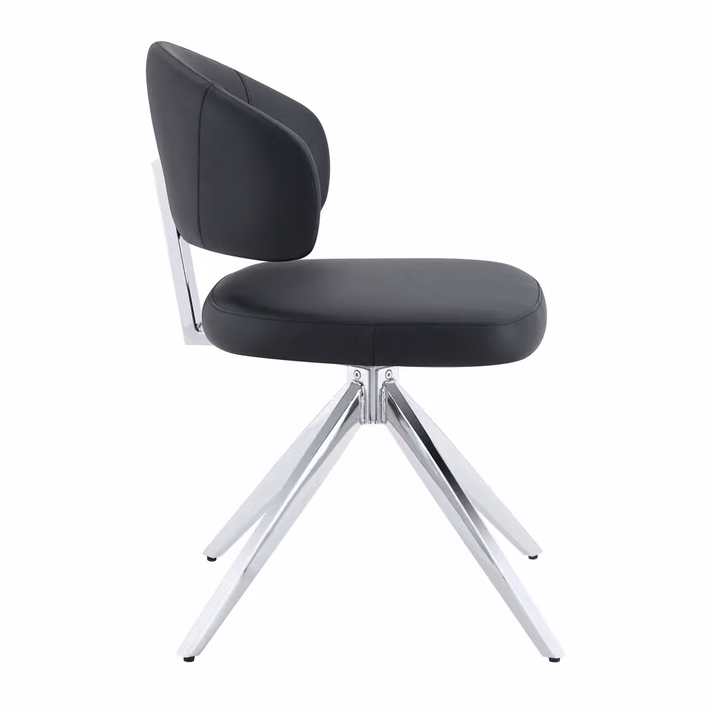 Sedia girevole moderna Chicfurn con rivestimento in ecopelle nera per ufficio e casa – 2